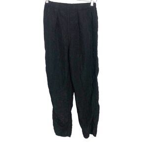 Flax Jeanne Engelhart Small Black High Waisted Wide Leg Linen Reversible Pants
